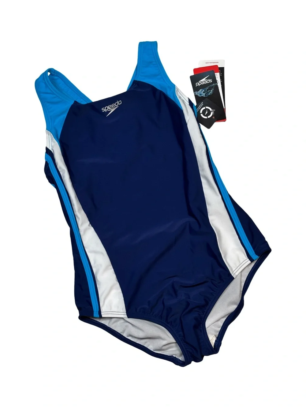 Speedo Girls Solid Infinity Splice One Piece In Navy Size 14 NWT